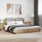 vidaXL Bedframe met Hoofdeinde Artisan Eiken 200 x 200 cm, Verzenden, Nieuw, Bruin, Hout
