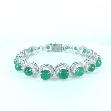Armband - 14 karaat Witgoud - 20.14ct. tw. Smaragd - Diamant, Nieuw