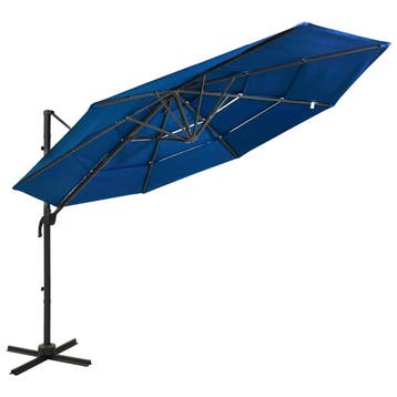 vidaXL Parasol 4-laags met aluminium paal 3x3 m azuurblauw, Tuin en Terras, Verzenden, Nieuw, 3 tot 4 meter