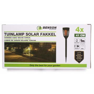 Benson Set van 4 LED solar tuinlampen - fakkel - flikkere..., Ophalen of Verzenden, Nieuw