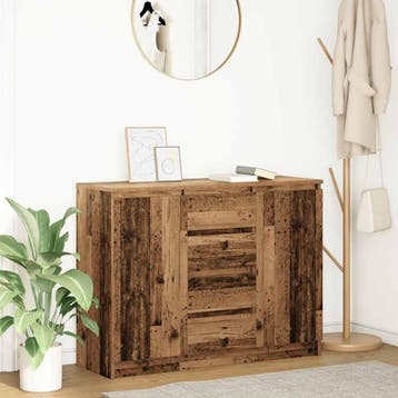 vidaXL Dressoir met lades 100,5x35x76 cm spaanplaat bewerkt, 100 tot 150 cm, Verzenden, Nieuw, 25 tot 50 cm