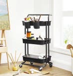 Kunststof serveerwagen 3 lagen met mandjes en wielen, Verzenden, Nieuw