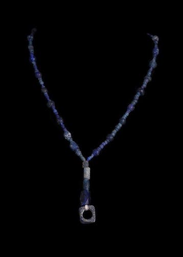 Oud-Romeins Donkerblauw glas Kralenketting (Zonder