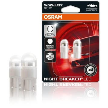 Osram W5W-LED Night Breaker White 6000K 2825DWNBC Autolampen, Ophalen of Verzenden, Nieuw
