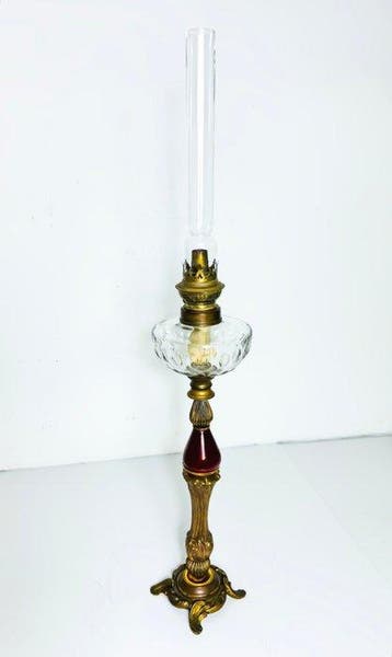 Kosmos Brenner - Petroleumlamp - Glas, Messing, Keramiek