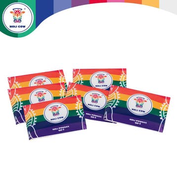 Holi Cow Holi kleurpoeder set 6 x 100 g met rood, oranje,..., Ophalen of Verzenden, Nieuw