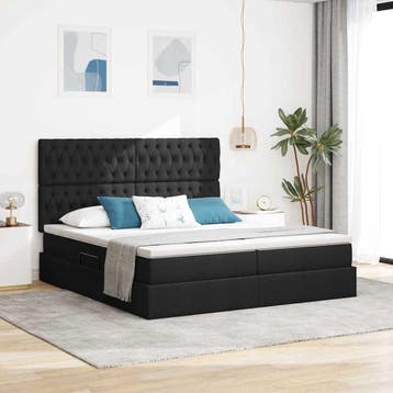 vidaXL Opslag bed met hoofdeinde met opslag Zwart 180 x 200, Verzenden, Nieuw, Zwart