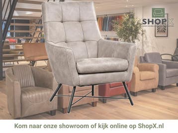 Leren fauteuil Proud - Kenia Lightgrey (lichtgrijs), Nieuw, Ophalen of Verzenden, 75 tot 100 cm, Industrieel, Modern