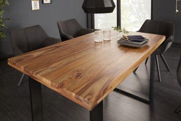 Massief houten eettafel IRON CRAFT 120 cm natuurlijke, Ophalen of Verzenden, Nieuw