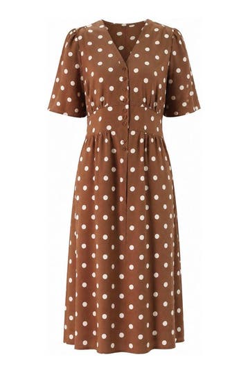 Vero Moda Curve Jurk in maat 48 Bruin, Kleding | Dames, Vero Moda Curve, Verzenden, Zo goed als nieuw, Bruin