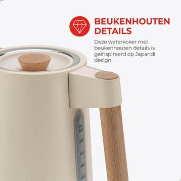 2dekans | Bourgini Harmony - Waterkoker - RVS - Creme met, Ophalen of Verzenden, Zo goed als nieuw