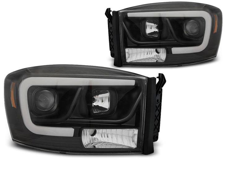 Koplampen | Dodge Ram 2006-2008 | Tube Light zwart, Auto-onderdelen, Verlichting, Nieuw, Dodge, Verzenden