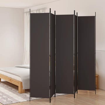 vidaXL Kamerscherm met 5 panelen 250x220 cm stof bruin, Huis en Inrichting, Woonaccessoires | Kamerschermen, Verzenden, Nieuw