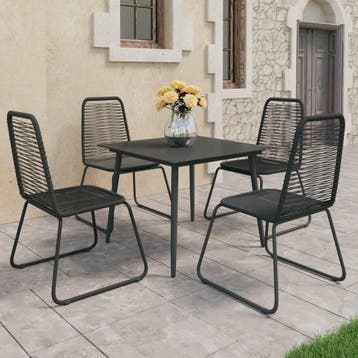 vidaXL 5-delige Tuinset PVC-rattan zwart, Tuin en Terras, Tuinsets en Loungesets, 4 zitplaatsen, Kunststof, Verzenden, Nieuw