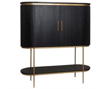 Tower Living Barkast Rivello mangohout 135x45x150 cm - Zwart, Huis en Inrichting, Woonaccessoires | Wijnrekken, Ophalen of Verzenden