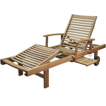 Comfort lounger ligbed verstelbaar teak, Tuin en Terras, Ophalen of Verzenden, Nieuw, Teakhout