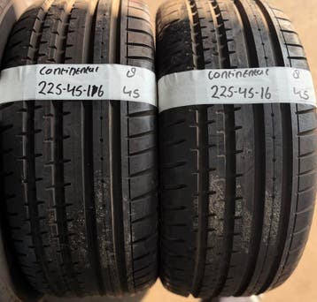 2x 225-45-16 Continental Zomer 2x 8mm €45 Per Band 225 45 16, Ophalen, Gebruikt, 16 inch, Band(en)