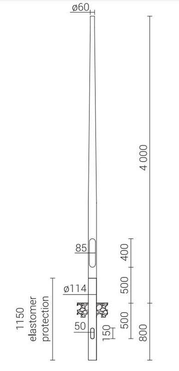 4 meter lantaarnpaal / lichtmast geanodiseerd aluminium, Nieuw