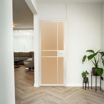 Stalen Binnendeur - 6 Vlaks - Wit - Matglas - Met slot, Minder dan 80 cm, Binnendeur, Nieuw, Metaal
