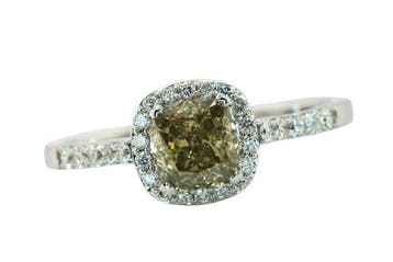 Zonder minimumprijs - Ring - 14 karaat Witgoud, Natuurlijke,, Sieraden, Tassen en Uiterlijk, Ringen, Nieuw