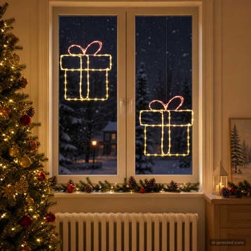 vidaXL Kerst-raamsilhouet met verlichting LOVIISA 2 st 160, Verzenden, Nieuw
