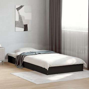 vidaXL Bedframe bewerkt hout zwart 75x190 cm, Huis en Inrichting, Eenpersoons, Verzenden, Zwart, Nieuw