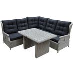 Ibiza hoek dining loungeset 4-delig verstelbaar wit grijs, Tuin en Terras, Tuinsets en Loungesets, Ophalen of Verzenden, Nieuw