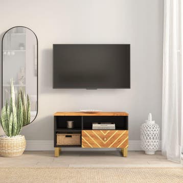 vidaXL Tv-meubel 80x33,5x46 cm massief mangohout bruin en, Verzenden, Nieuw, Overige houtsoorten