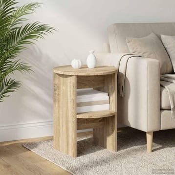 vidaXL Bijzetkast 2 pcs Sonoma Eiken Ø40 x 50 cm, Verzenden, Nieuw, Overige houtsoorten, Minder dan 100 cm