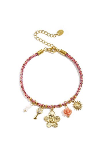 Goudlief Kleurrijk koord armband met variërende hangers o.., Sieraden, Tassen en Uiterlijk, Armbanden, Verzenden, Nieuw, Zilver
