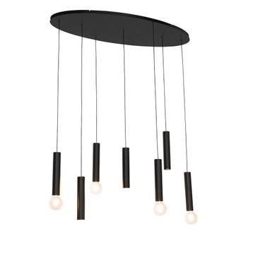 Design hanglamp zwart ovaal 7-lichts - Tuba, Verzenden, Nieuw, Design