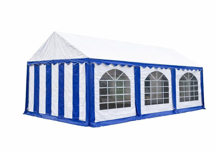 Premium Partytent PVC 5x6x2 mtr in Wit-Blauw (5x6 meter), Tuin en Terras, Partytenten, Partytent, Nieuw, 2 meter of meer, Verzenden