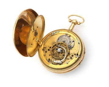 Een 14 krt. erotisch automaton geelgouden Lepine zakhorloge