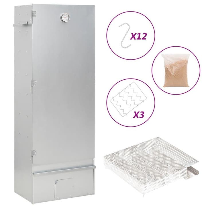 vidaXL BBQ-rookoven met koude rookgenerator gegalvaniseerd, Tuin en Terras, Houtskoolbarbecues, Nieuw, Verzenden