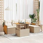 vidaXL 6-delige Loungeset met kussens poly rattan acacia, Verzenden, Nieuw, Loungeset
