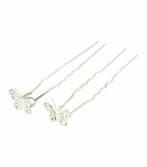 Haarspeld Haarpinnen 7cm - Vlinder Strass Steentjes - Zilver, Nieuw