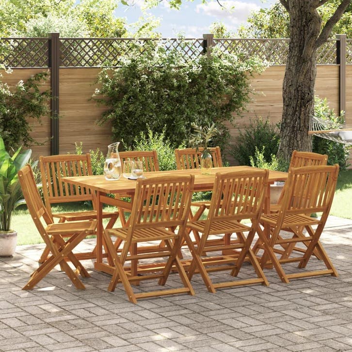 vidaXL 9-delige Tuinset 180x90x75 cm massief acaciahout, Tuin en Terras, Tuinsets en Loungesets, Tuinset, Nieuw, 8 zitplaatsen