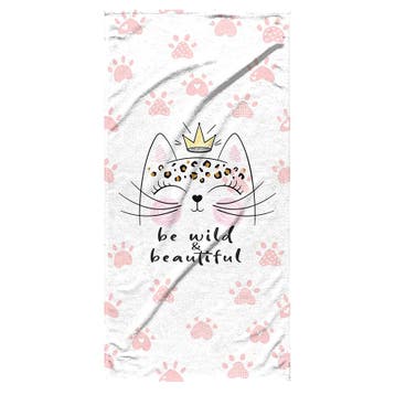 Strandlaken Miss Kitty 75x150cm, Huis en Inrichting, Verzenden, Nieuw, Roze