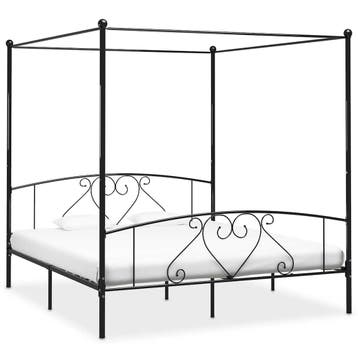 vidaXL Hemelbedframe metaal zwart 200x200 cm, Verzenden, Zwart, Overige maten, 200 cm