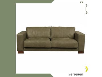 Leren bank Clear - 3 zits - Kenia Olive (olijf) - Poten, Bohemian, Eigentijds, Modern, Retro, Vintage, Nieuw, Ophalen of Verzenden