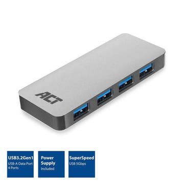 ACT | Adapter | 4 x USB-A | Space Gray, Computers en Software, USB Sticks, Verzenden, Nieuw
