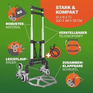 Steekwagen Zilver/Zwart aluminium 80kg Trap in hoogte ver..., Verzenden, Nieuw