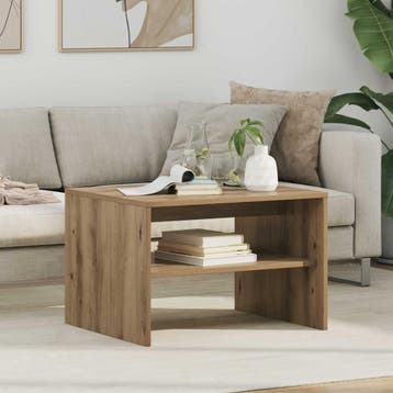 vidaXL Salontafel Artisan Eiken 60 x 50 x 40 cm Bewerkt hout, Verzenden, Nieuw, 50 tot 100 cm, Rechthoekig