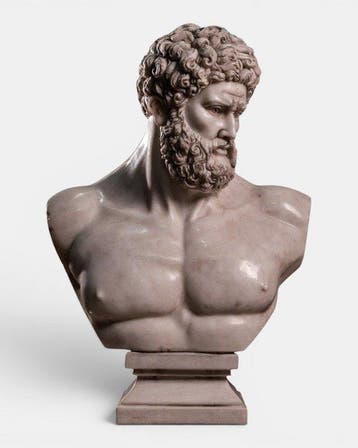 Buste, Busto di Ercole in marmo - 70 cm - Marmer, Antiek en Kunst, Antiek | Keramiek en Aardewerk