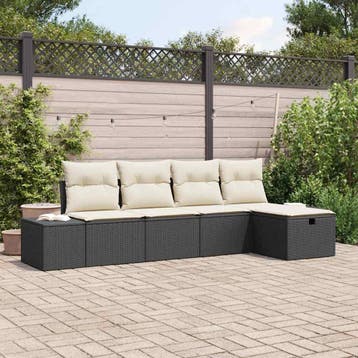 vidaXL Tuinbankenset 5 st poly rattan, Verzenden, Nieuw, Rotan, 5 zitplaatsen