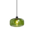 Retro hanglamp zwart met groen glas - Bizle, Huis en Inrichting, Lampen | Hanglampen, Verzenden, Nieuw, Glas, Retro