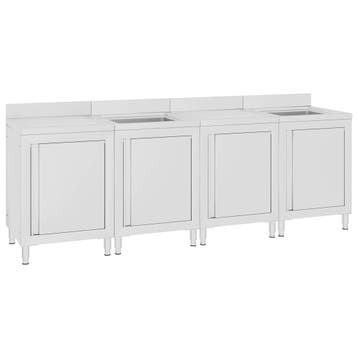 vidaXL Wastafelkast commercieel 240x60x96 cm roestvrij staal, Verzenden