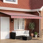 vidaXL Elektrisch Uittrekbaar Zonnescherm Rood, Wit,, Verzenden, Nieuw