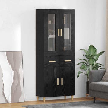 vidaXL buffetkast Zwart Eiken 69,5 x 34 x 180 cm Bewerkt, Minder dan 50 cm, Verzenden, Nieuw, Minder dan 100 cm