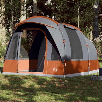 vidaXL Tunneltent 3-persoons waterdicht grijs en oranje, Verzenden, Nieuw, Tot en met 2